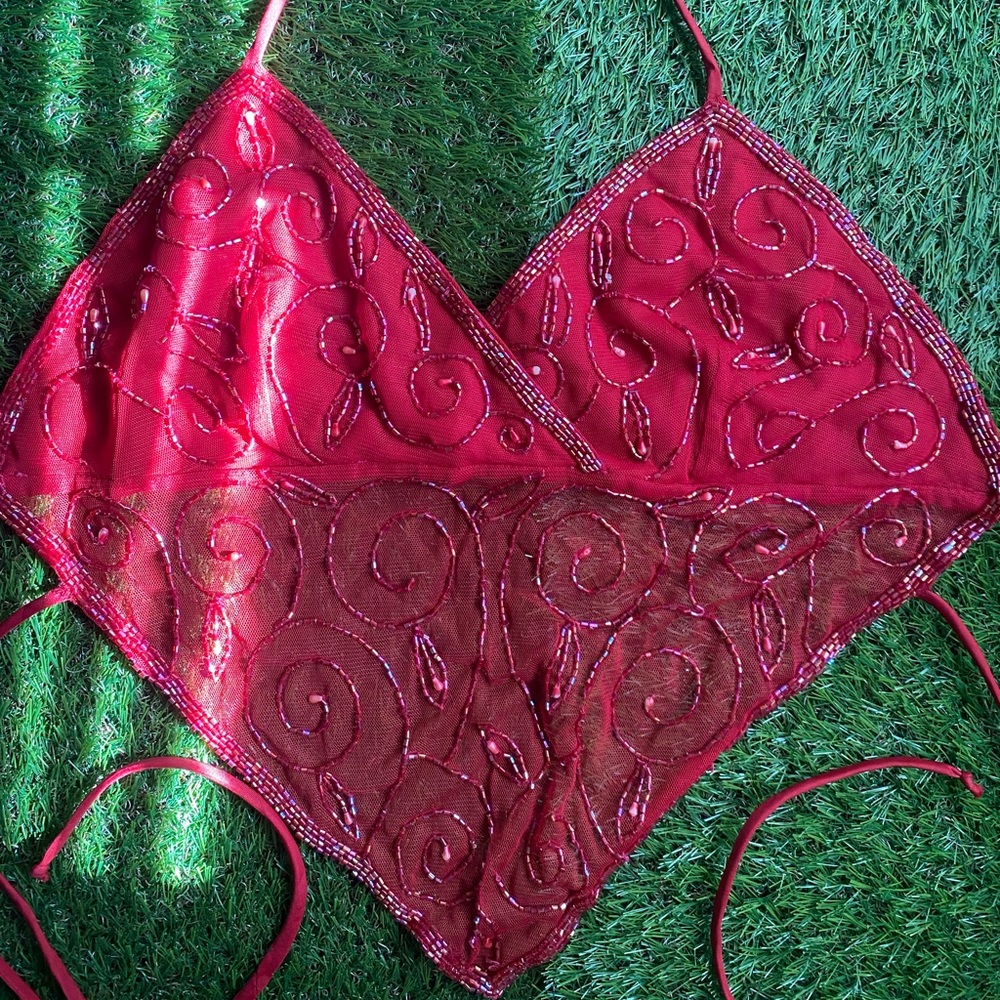 Beaded Red Top - Picture 3 of 17